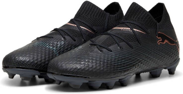 PUMA Future 7 Pro Gras Kunstgras Voetbalschoenen (MG) Kids Zwart Brons Donkergrijs