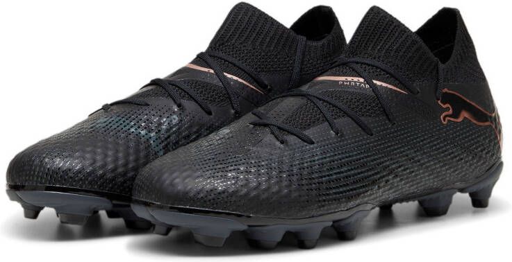 PUMA Future 7 Pro Gras Kunstgras Voetbalschoenen (MG) Kids Zwart Brons Donkergrijs