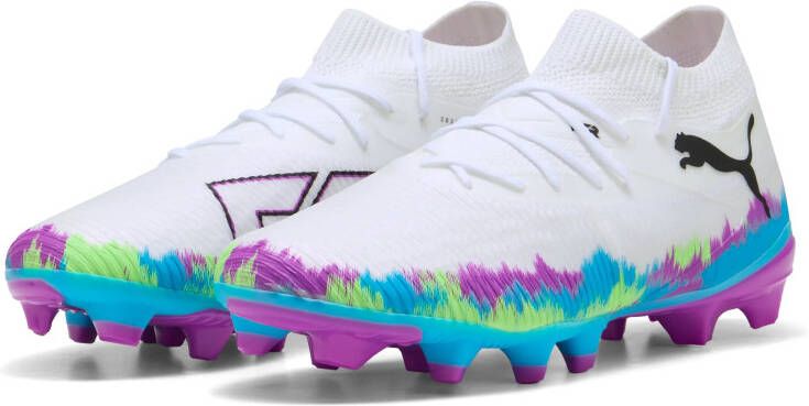 PUMA Future 8 Match Brilliance Gras Kunstgras Voetbalschoenen (MG) Dames Wit Blauw Paars