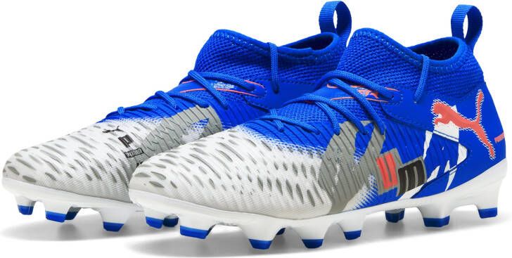 PUMA Future 8 Match Forever Gras Kunstgras Voetbalschoenen (MG) Kids Wit Blauw Oranje