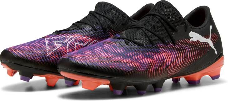 PUMA Future 8 Match Low Gras Kunstgras Voetbalschoenen (MG) Zwart Paars Rood