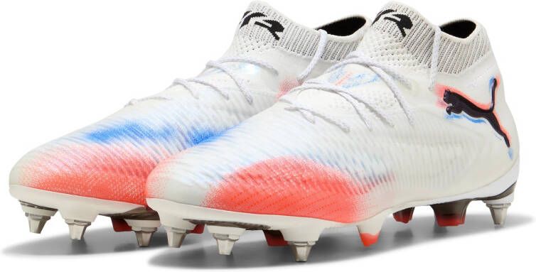 PUMA Future 8 Ultimate IJzeren-Nop Voetbalschoenen (SG) Wit Felrood Blauw