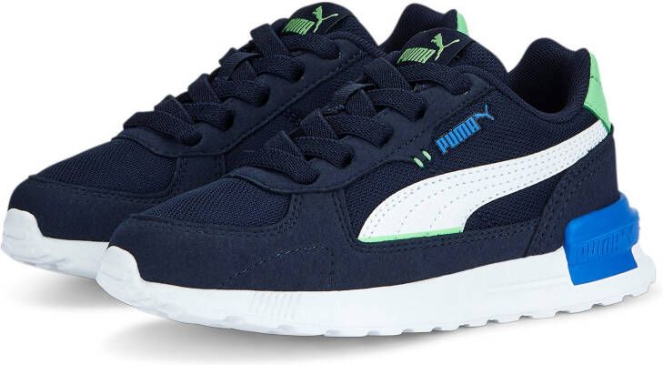 PUMA Graviton Sneakers Kids Kleuters Donkerblauw Wit Groen