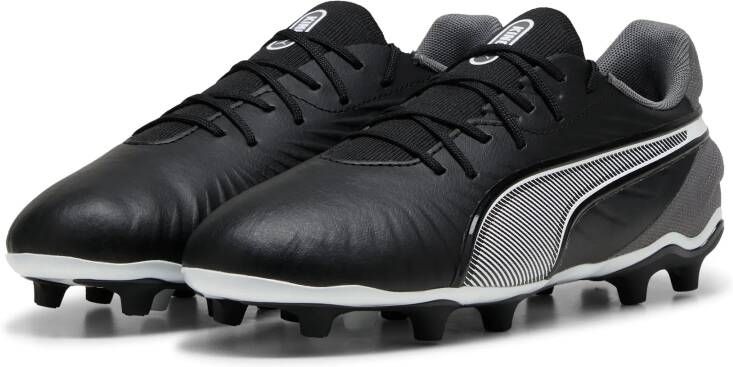 PUMA King Match Gras Kunstgras Voetbalschoenen (MG) Kids Zwart Wit Grijs
