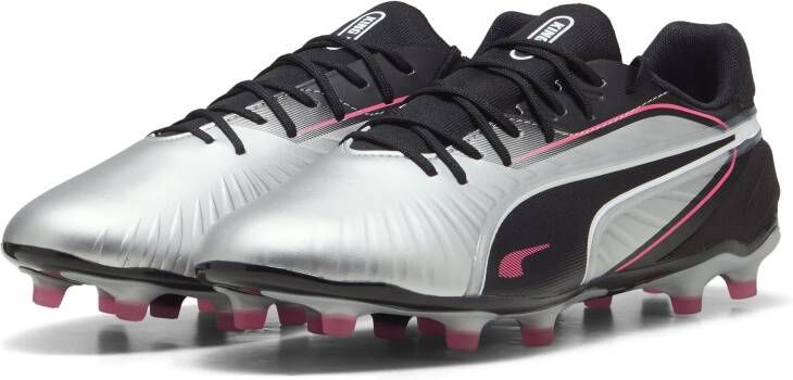 PUMA King Match Gras Kunstgras Voetbalschoenen (MG) Zilver Zwart Roze