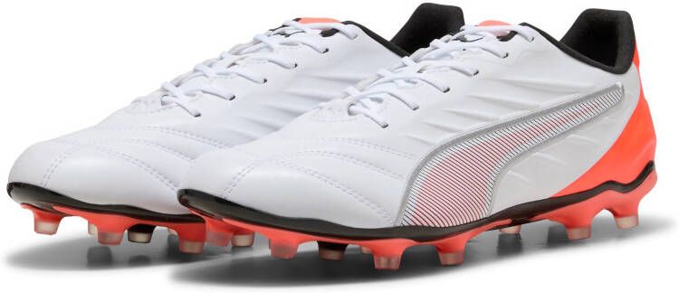 PUMA King Pro Gras Kunstgras Voetbalschoenen (MG) Wit Felrood Zwart