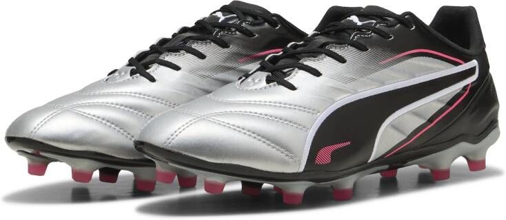 PUMA King Pro Gras Kunstgras Voetbalschoenen (MG) Zilver Zwart Roze