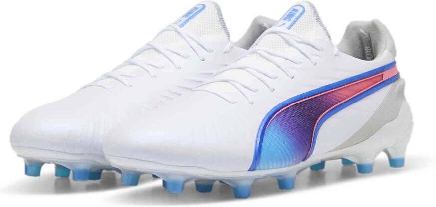 PUMA King Ultimate Gras Kunstgras Voetbalschoenen (MG) Wit Blauw Lichtroze