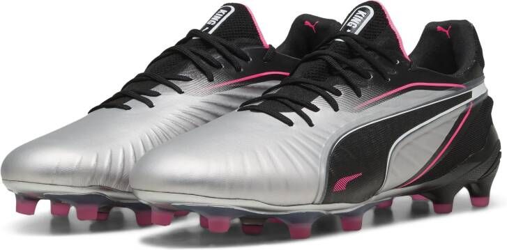 PUMA King Ultimate Gras Kunstgras Voetbalschoenen (MG) Zilver Zwart Roze