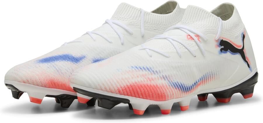 PUMA Future 8 Match Gras Kunstgras Voetbalschoenen (MG) Wit Felrood Blauw - Foto 3
