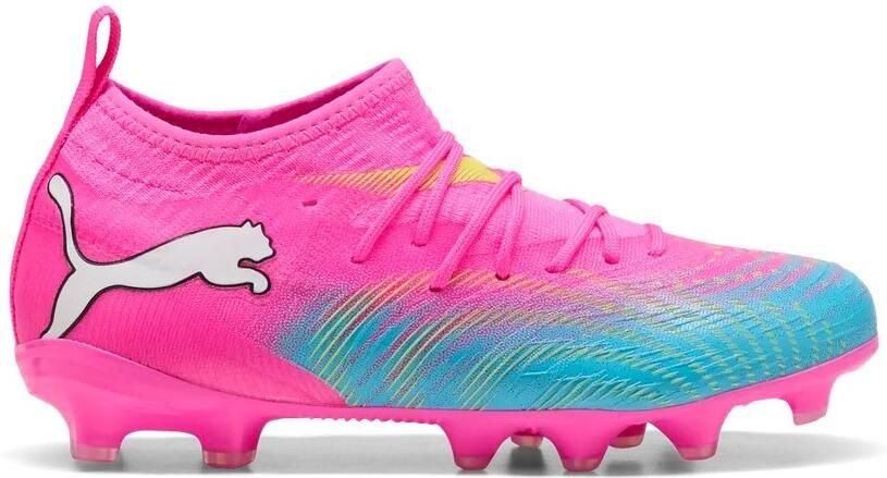 PUMA Future 9 Match Gras Kunstgras Voetbalschoenen (MG) Kids Felroze Blauw Geel - Foto 3
