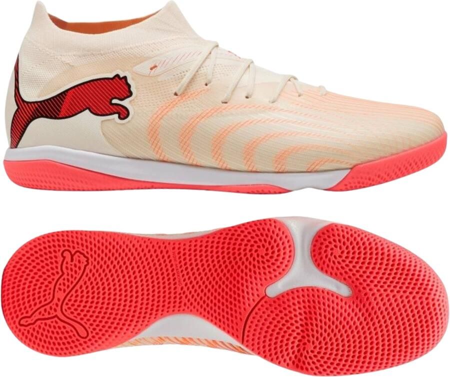 PUMA Future 9 Match Zaalvoetbalschoenen (IN) Gebroken Wit Zwart Roze