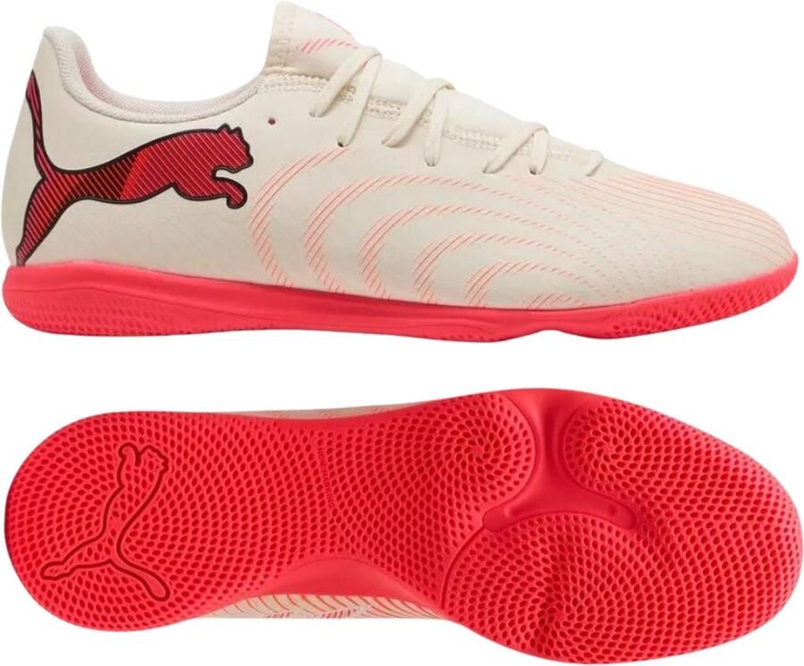 PUMA Future 9 Play Zaalvoetbalschoenen (IN) Gebroken Wit Zwart Roze
