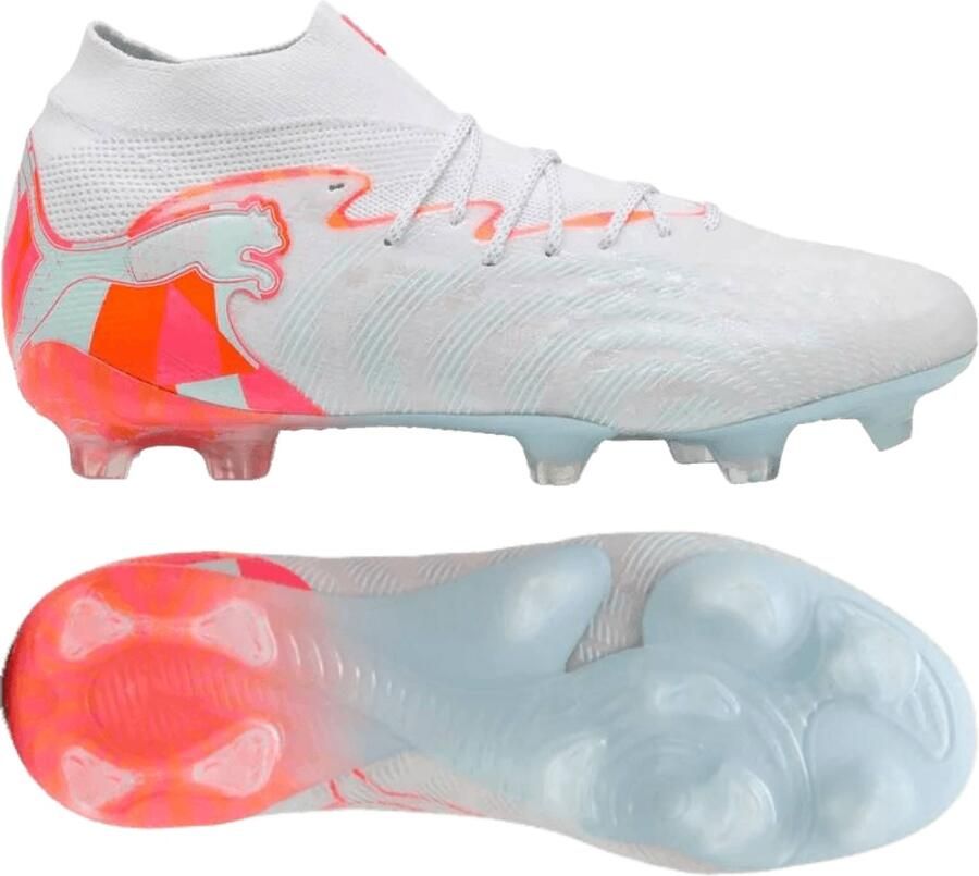 PUMA Future 9 Ultimate Brilliance Gras Voetbalschoenen (FG) Dames Wit Feloranje Roze Lichtblauw