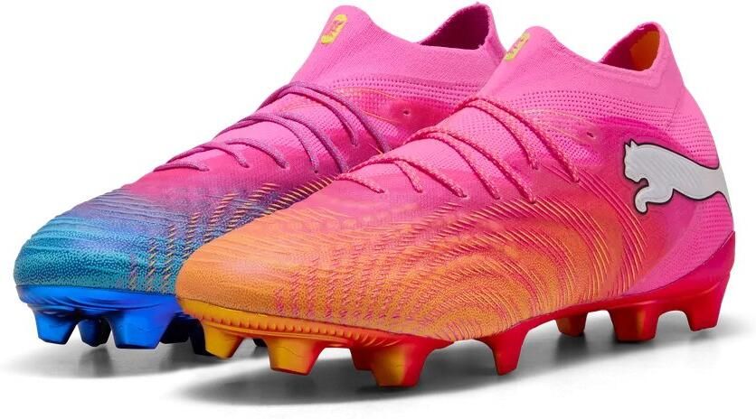 PUMA Future 9 Ultimate Gras Voetbalschoenen (FG) Felroze Blauw Geel - Foto 2