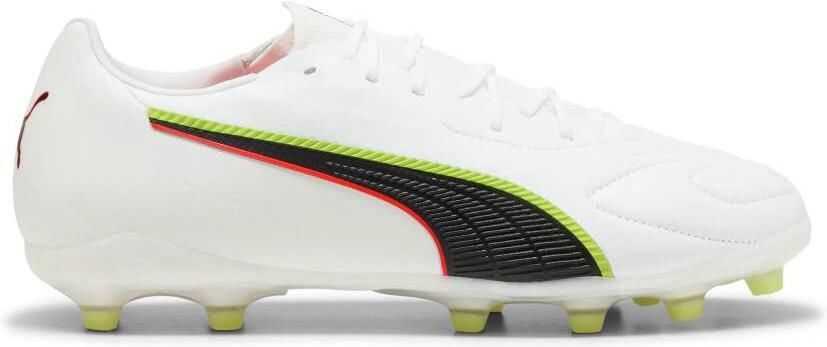 PUMA King 20 Match Gras Kunstgras Voetbalschoenen (MG) Wit Felrood Neongeel - Foto 2