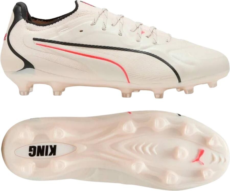 PUMA King 20 Ultimate Gras Kunstgras Voetbalschoenen (MG) Gebroken Wit Zwart Rood - Foto 2