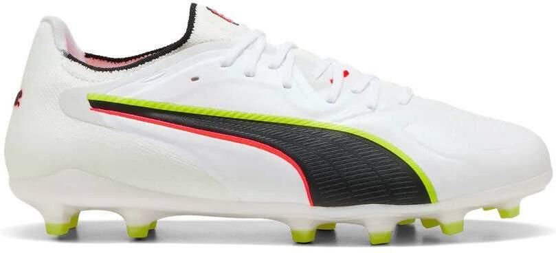 PUMA King 20 Ultimate Gras Kunstgras Voetbalschoenen (MG) Wit Felrood Neongeel - Foto 2