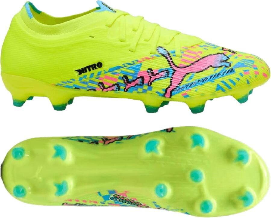 PUMA Ultra Nitro 7 Match ADV Gras Kunstgras Voetbalschoenen (MG) Neongroen Felblauw Felroze