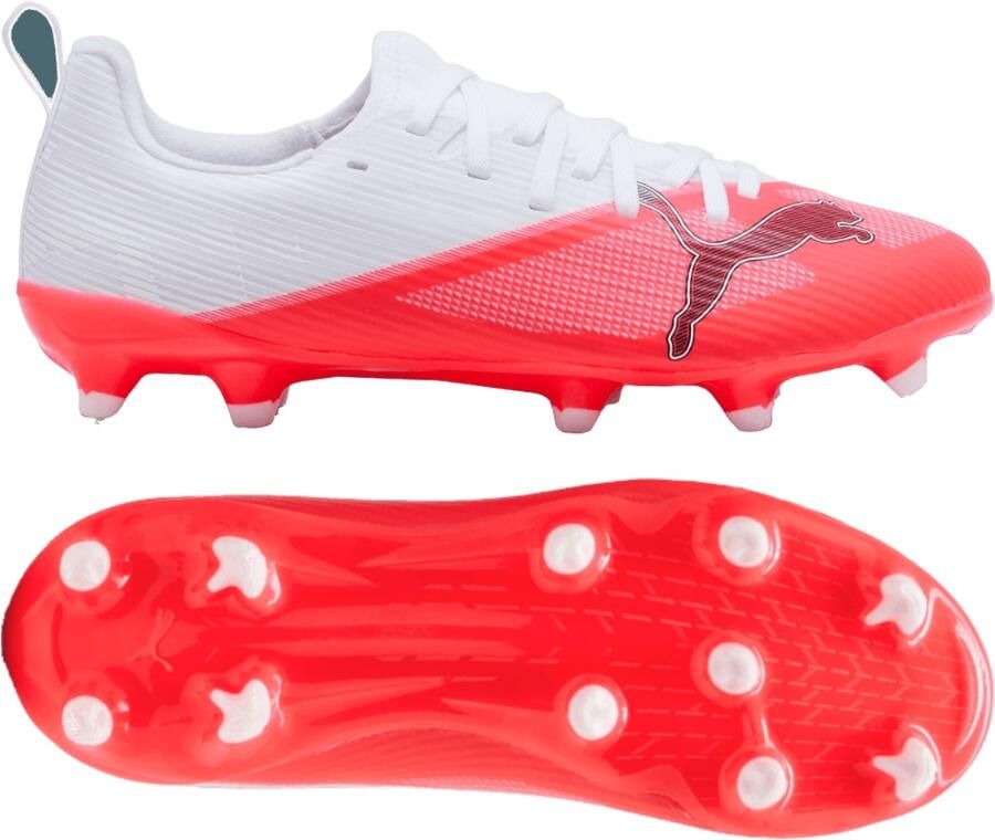 PUMA Ultra 7 Match Gras Kunstgras Voetbalschoenen (MG) Kids Wit Felrood Zwart