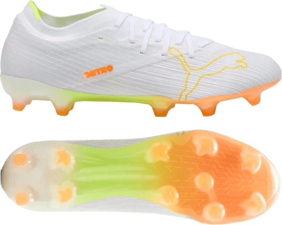 PUMA Ultra Nitro 7 Match Gras Voetbalschoenen (FG) Wit Geel Oranje