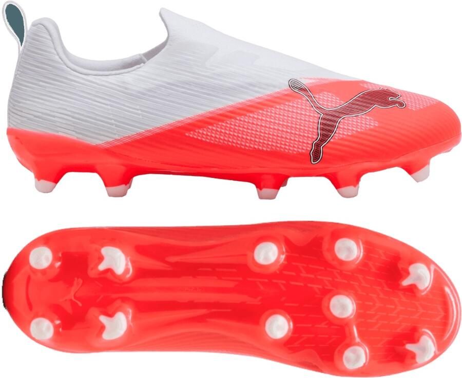 PUMA Ultra 7 Match Veterloze Gras Kunstgras Voetbalschoenen (MG) Kids Wit Felrood Zwart