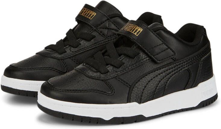 PUMA Rebound Game Low Sneakers Kids Kleuters Zwart Goud Wit