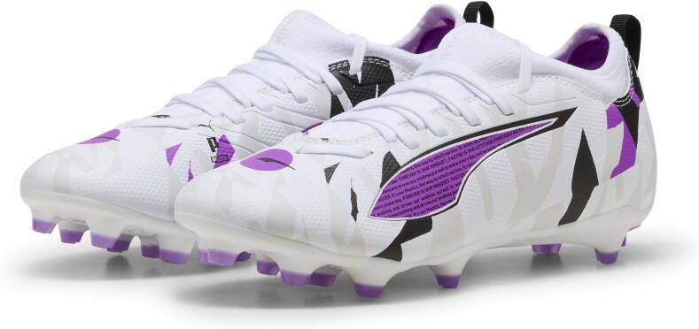 PUMA Ultra 5 Match Forever Gras Kunstgras Voetbalschoenen (MG) Kids Wit Paars Zwart
