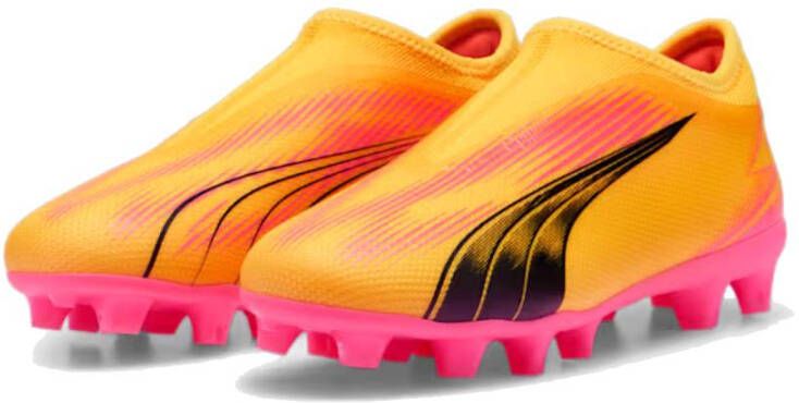 PUMA Ultra Match Veterloze Gras Kunstgras Voetbalschoenen (MG) Kids Oranje Zwart Roze