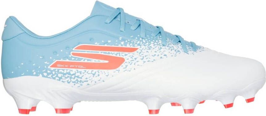 Skechers Razor 1.5 Academy Gras Voetbalschoenen (FG) Wit Blauw Oranje