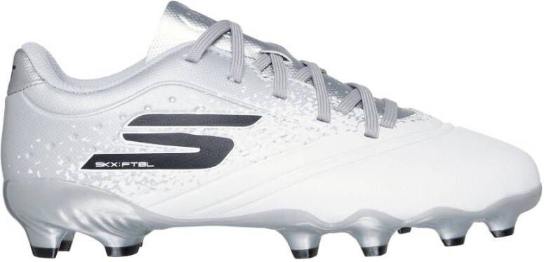 Skechers Razor 1.5 Gras Voetbalschoenen (FG) Kleuters Wit Zilver Zwart