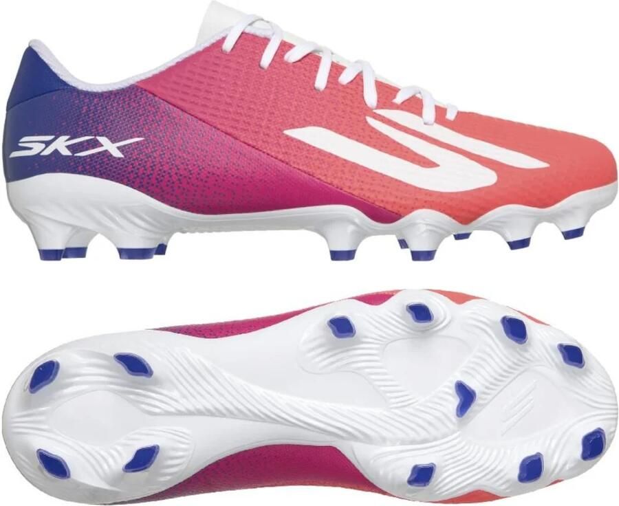 Skechers SKX_2 Academy Low Gras Voetbalschoenen (FG) Wit Felrood Blauw Roze
