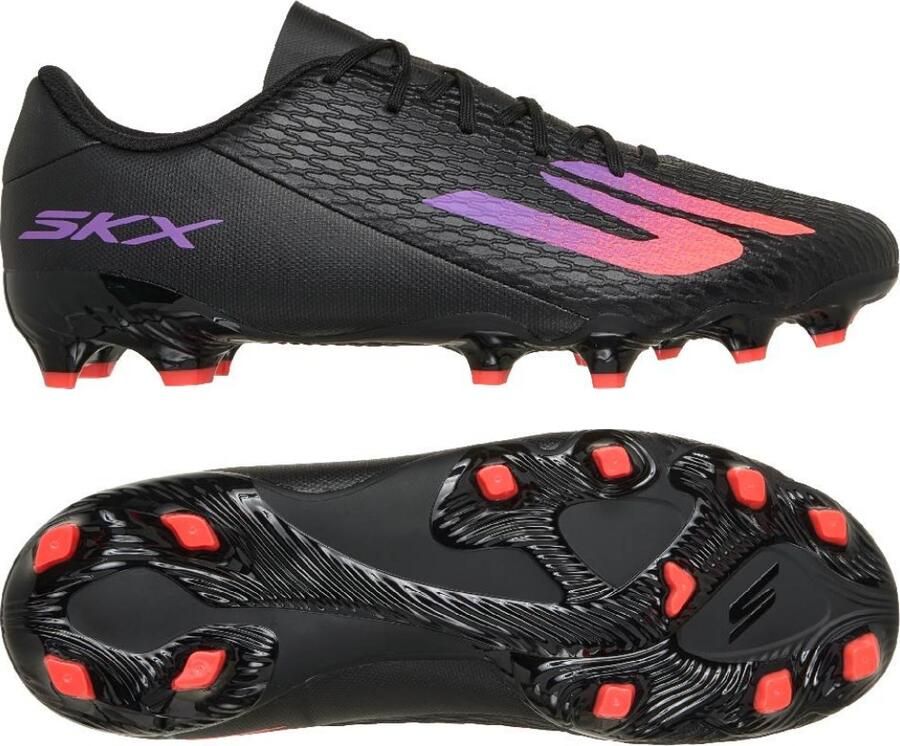 Skechers SKX_2 Low Club Gras Kunstgras Voetbalschoenen (MG) Zwart Paars Neon