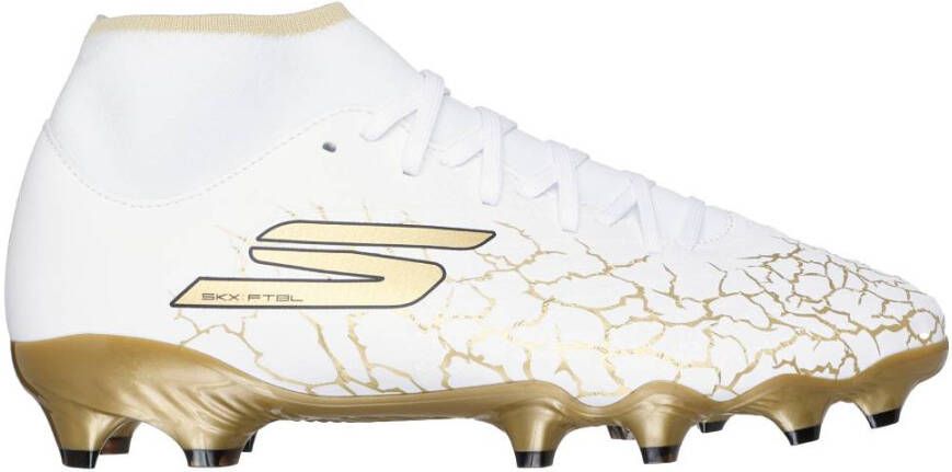 Skechers SKX_1.5 High Academy Gras Voetbalschoenen (FG) Wit Goud Zwart