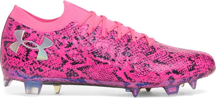 Under Armour Shadow Elite 3.0 Gras Voetbalschoenen (FG) Roze Zwart Zilver