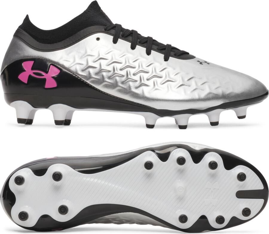 Under Armour Magnetico Pro 6 Gras Voetbalschoenen (FG) Zwart Metallic Silver Felroze