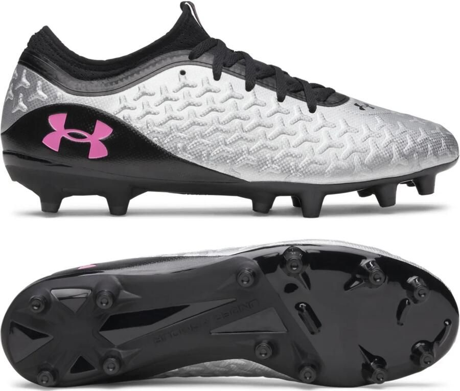 Under Armour Magnetico Select 6 Gras Voetbalschoenen (FG) Zwart Metallic Silver Felroze