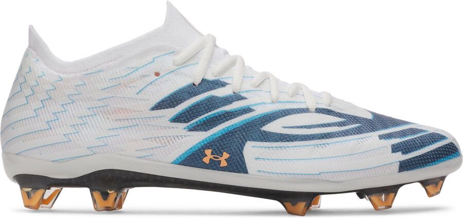 Under Armour Shadow Elite 4 Mach Voetbalschoenen (FG) Wit Donkerblauw Azuurblauw Oranje
