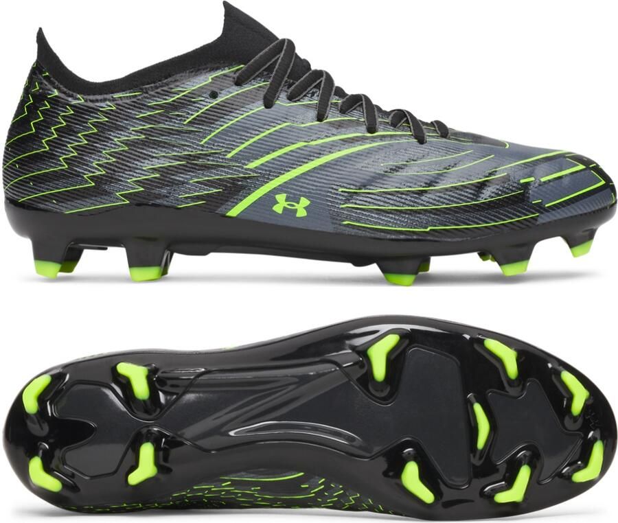 Under Armour Shadow Pro 4 Gras Voetbalschoenen (FG) Zwart Metallic Black Neongroen