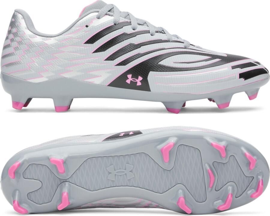 Under Armour Shadow Select 4 Gras Voetbalschoenen (FG) Grijs Zwart Roze