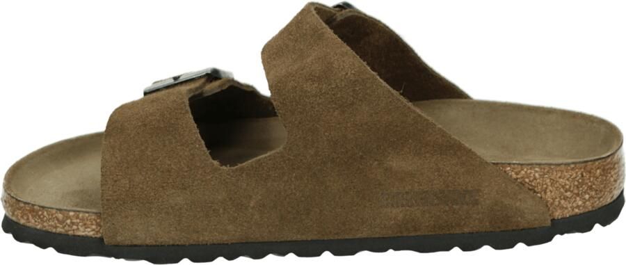 Birkenstock Platte sandalen Arizona Soft Footbed Suede Narrow Dark Tea Tonal