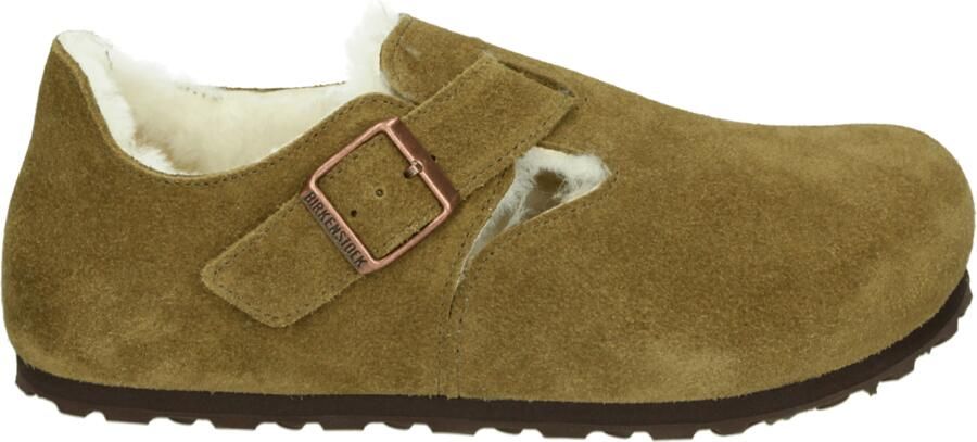 Birkenstock LONDON SHEARLING SUEDE LEATHER Dames pantoffels Heren pantoffels Cognac