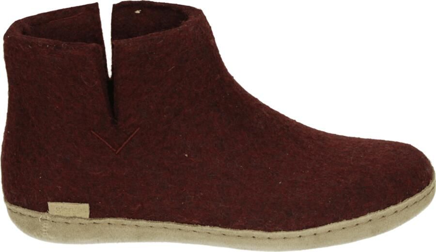 Glerups Hoge Wollen Sloffen Leren Zool Bietenrood