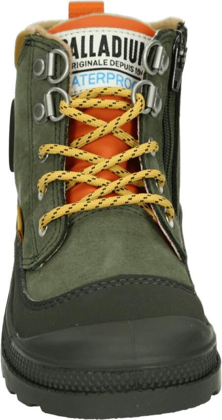 Palladium leren veterschoenen met profielzool donkergroen oranje Leer - Foto 3