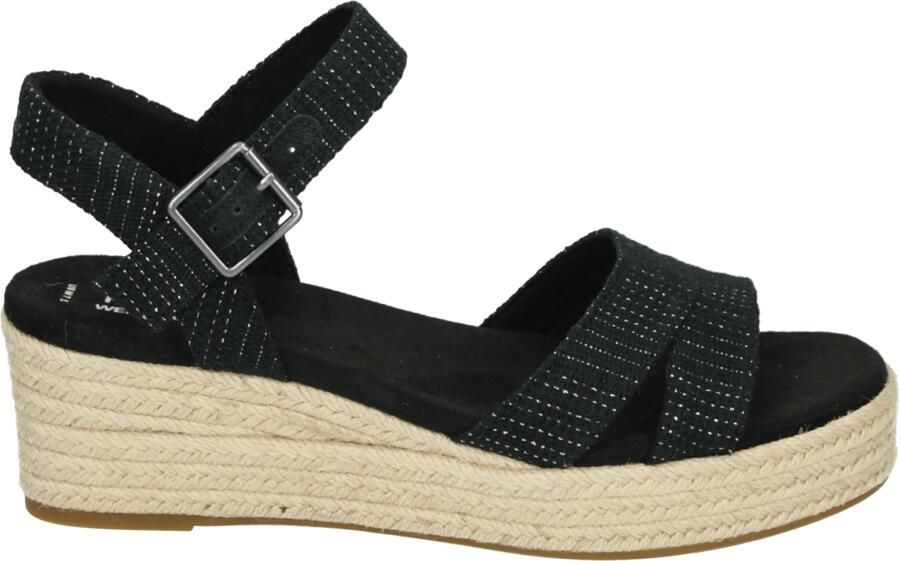 TOMS Audrey linnen sandalen met sleeha Zwart Textiel Sandalen met hak Dames