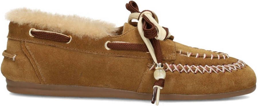 Poelman Kyra suède bootschoenen cognac