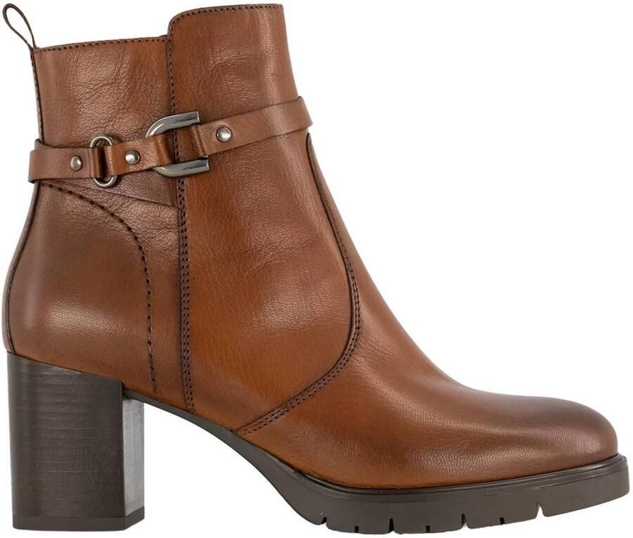 5th Avenue leren enkellaarzen met blokhak bruin