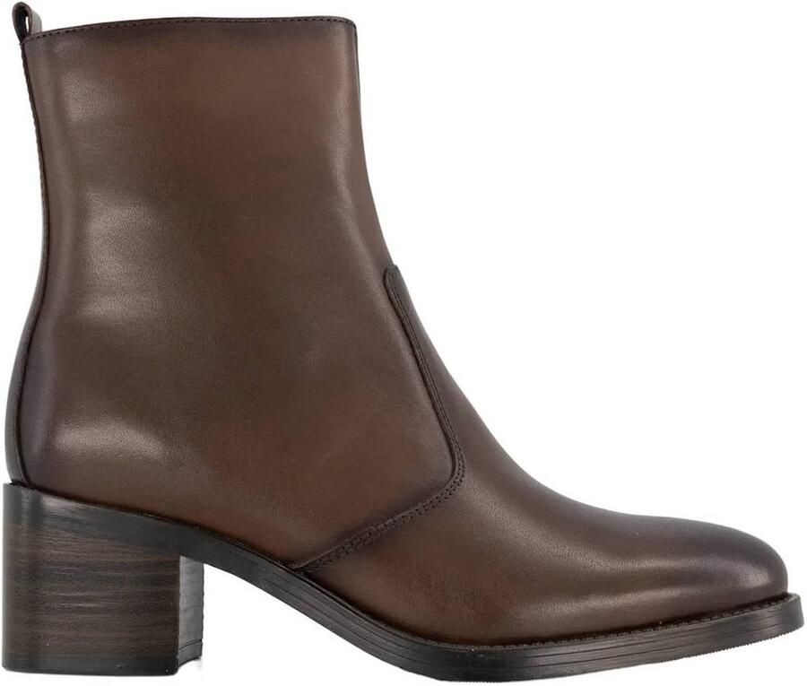 5th Avenue leren enkellaarzen met blokhak bruin