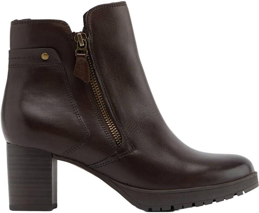5th Avenue leren laarzen met blokhak bruin