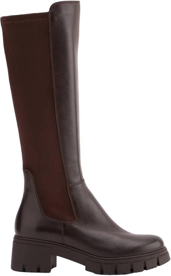 5th Avenue leren laarzen met profielzool bruin